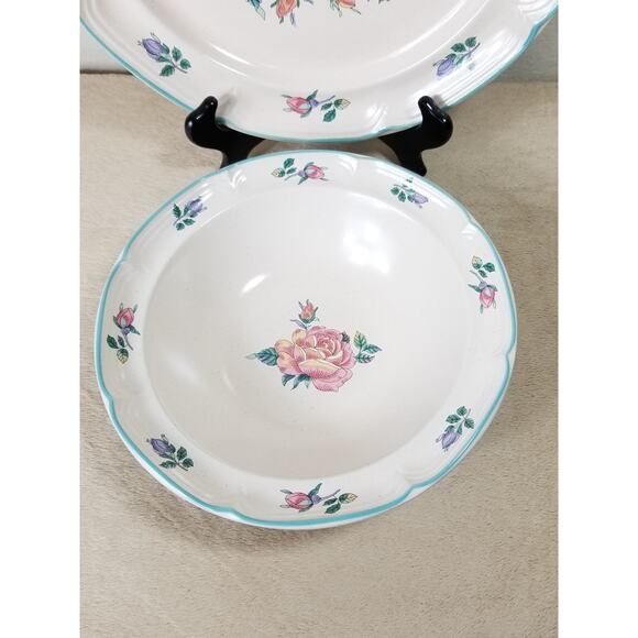 Large Serving Plate & Bowl Cottage Rose Stoneware International Tableworks Japan - Picture 4 of 11